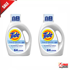 ( 2 Pack ) Tide Free & Gentle Liquid Laundry Detergent, 84 fl oz, 64 Loads, HE 0.15 per gallon