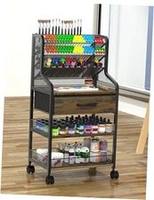 Rolling Art Cart 3 Tier Craft Cart with Wheels and Storage Drawer Metal 