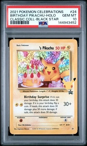 2021 Pokemon Celebrations Black Star Promo Birthday Pikachu Holo #24 PSA 10