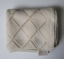 Vtg L.L.Bean Lion Crafters North Bay Products 100% Cotton Knitted Throw.65 X 60"