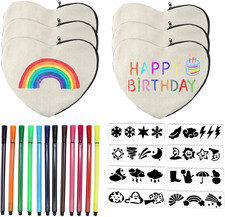 6 St&uuml;ck Stoff Federm&auml;ppchen Herzf&ouml;rmig, Kindergeburtstag Basteln, Taschen zum Be