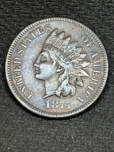 1875 Indian Head Cent Penny VF+ Condition Beautiful Blue/Purple Toning