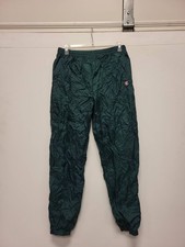 Vintage Jerzees Men's Large Green Nylon Lined Track Pants Jogger Windbreaker