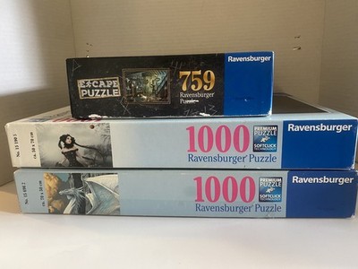 3 Ravensburger Puzzles 2 1000 & 759 Pc Temptation Dragon The Forbidden Basement