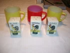 Lot of 3 Vintage Federal Yellow Red Glass Mugs and Kitchen Spice Containers