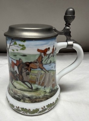 Kaiser Germany, Vtg Stein W/ Hunting Scene And Pewter Lid,#13