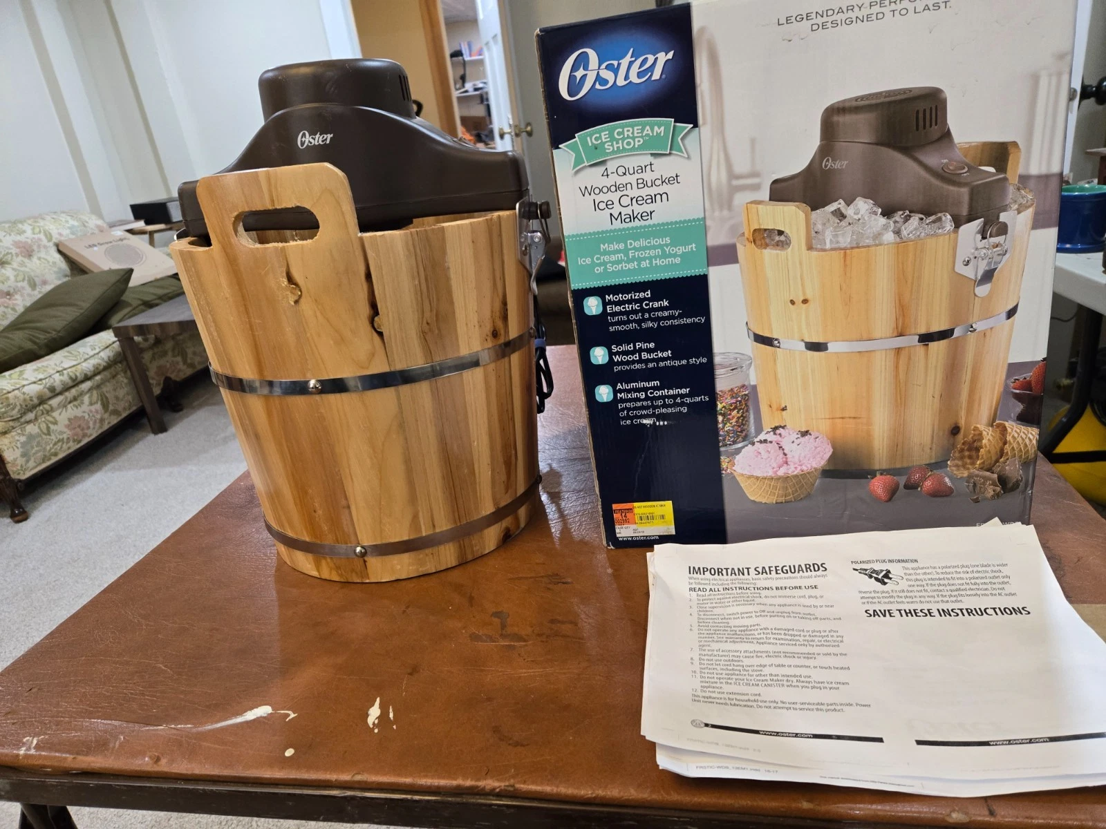 OSTER Ice Cream Shop 4Qt Electric Wooden Bucket Ice Cream Maker
Opens in a new window or tab