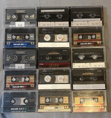 Cassette Tapes Blanks Lot Of 15 USED ERASED TYPE II MAXELL SONY TDK