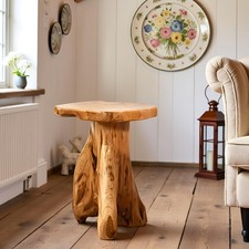 Cedar Roots Tree Stump Side Table 14"x13"x18"H Live Edge Rustic Natural