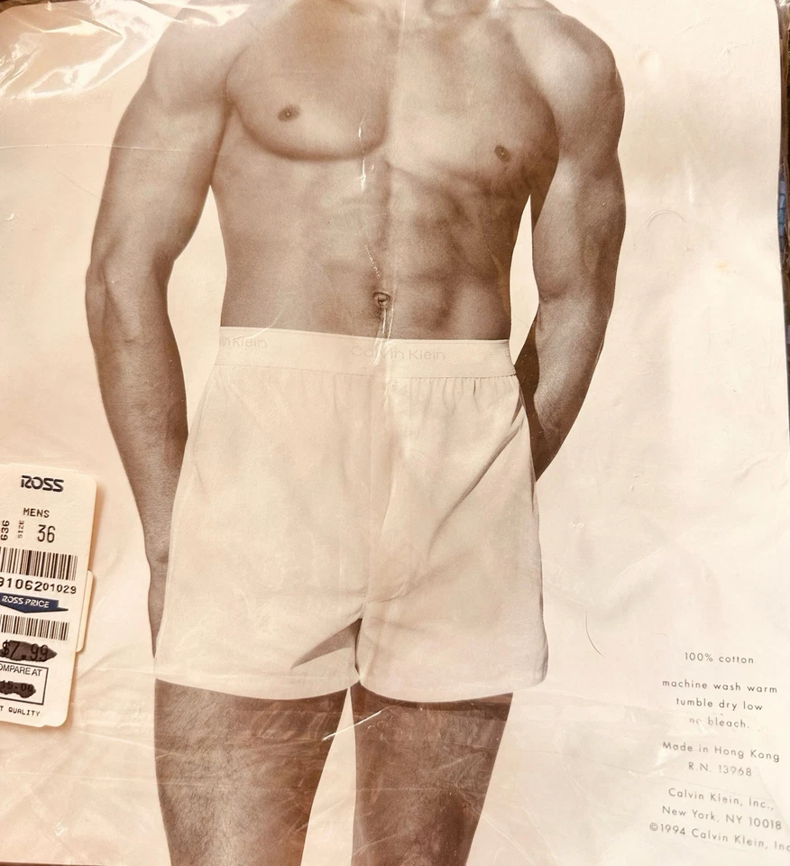 Hombre Calvin Klein Calce Tradicional Boxer Cintura 36 Cuadros Azul De Colección 1994 Foto 3 de 3
