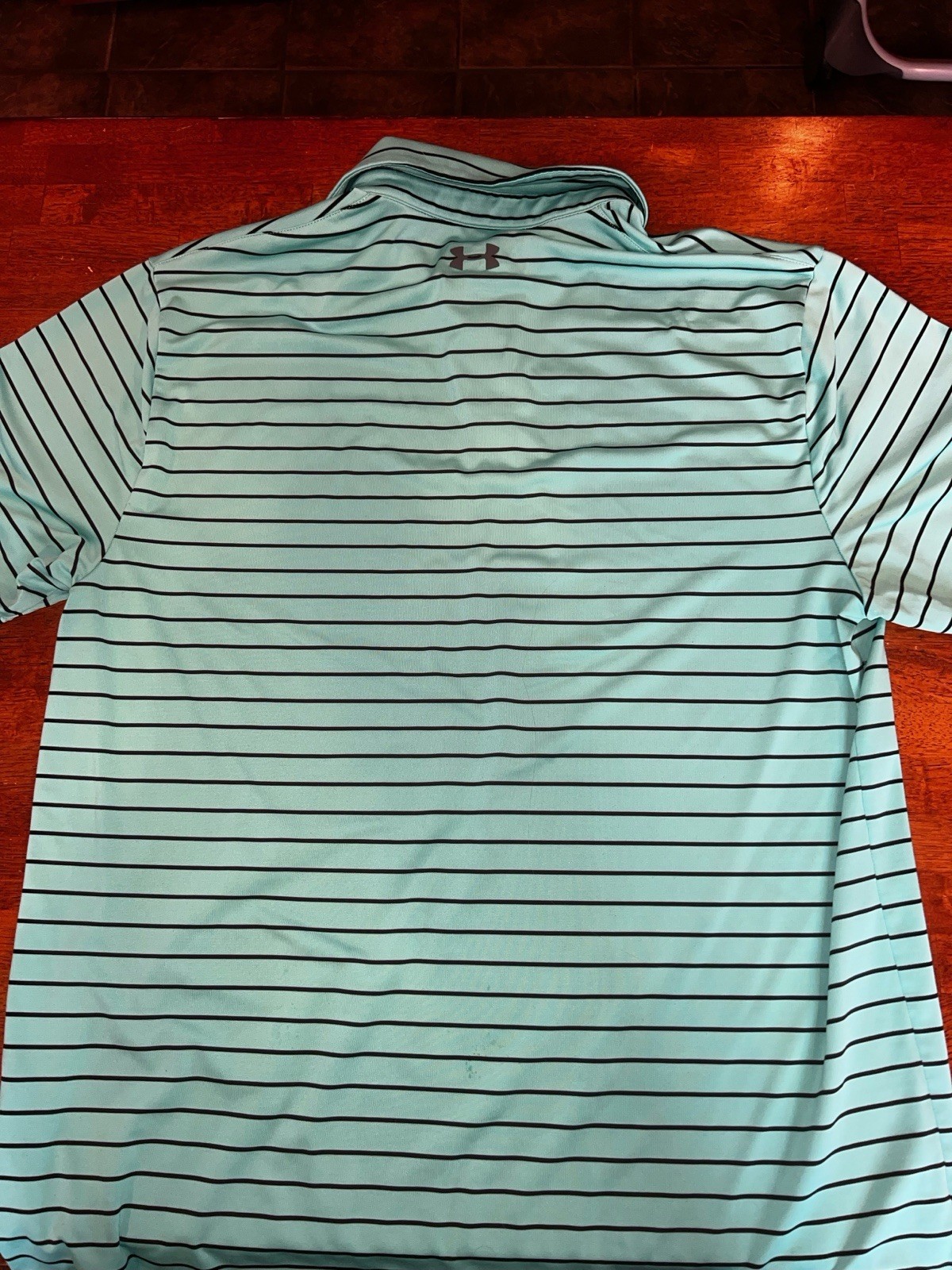 Under Armour The PlayOff Polo Heat Gear Loose Fit Men's (L) Teal / Black Stripes thumbnail 4