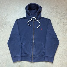 Vintage 90s Polo Ralph Lauren Double Knit Hoodie Full Zip Heavy Pony Size XL