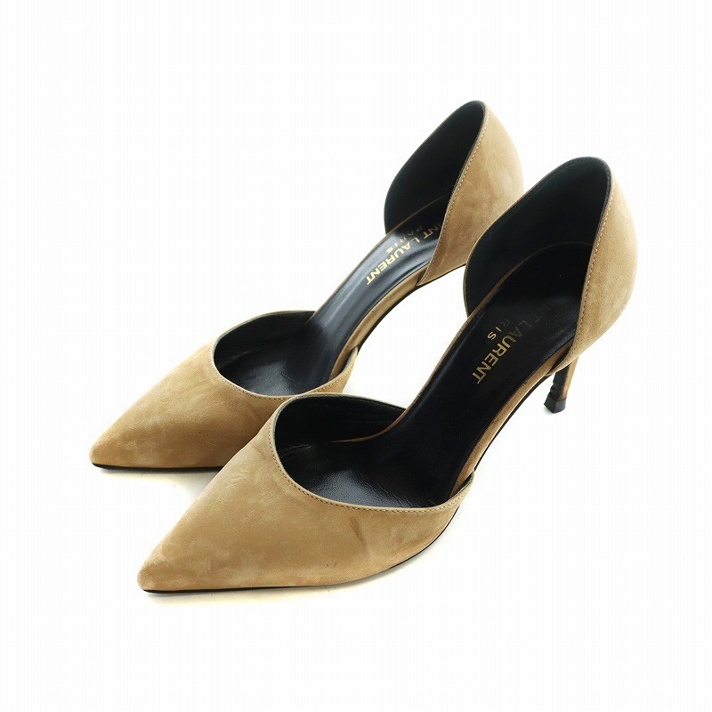 Saint Laurent Paris Decolte A Punta Separata Tacchi Alti Pelle Scamosciata 25Cm