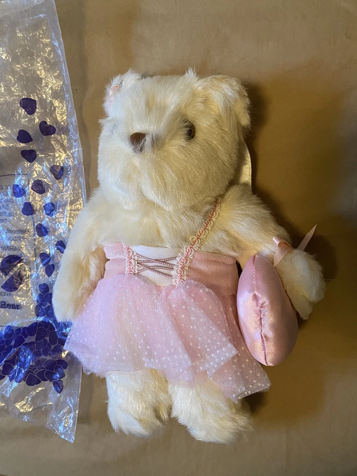 Oso de peluche vintage Avon Valentine Kisses 1998 nuevo alas de ángel bailarina peluche Foto 3 de 4