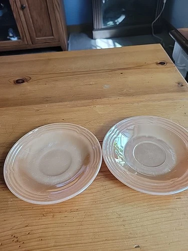 Vintage Fire King Peach Lusterware Teacup Saucer Set Of 2