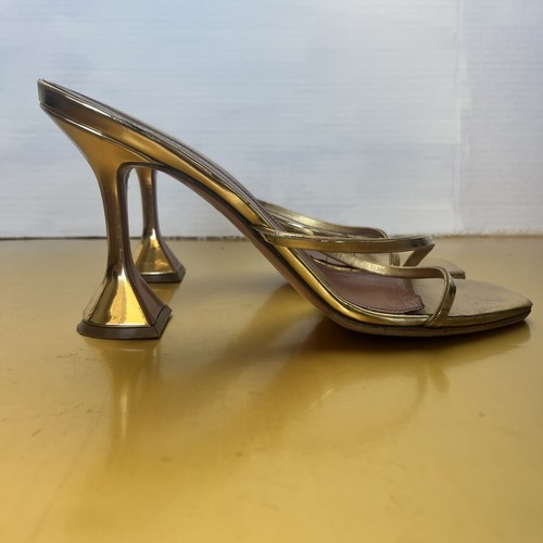 Amina Muaddi Henson Made In Itali 110mm Gold Leather Heeled Sandals See Photo SZ - Picture 4 of 13
