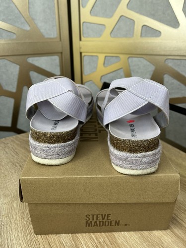Steve Madden Girls Kimmie Espadrille Wedge Sandal Lilac Big Kids Size 3 - Picture 10 of 11
