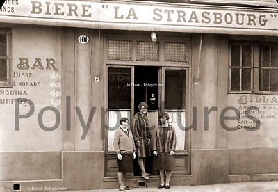 Vintage Photo Trade Cafe Bar Bistrot Beer La Strasbourg Repro c. 1920, Sepia