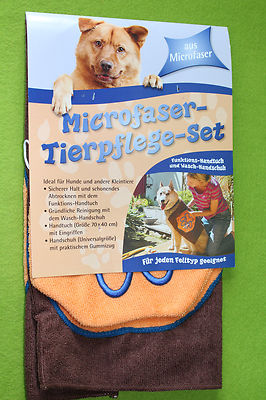 Microfaser-Tierpflege-Set, 70 x 40 cm + Handschuh, Hunde Handtuch