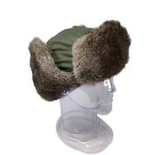 Crown Cap Trapper Aviator Hat Rabbit Fur Nylon Large Ear Flaps Insulated Winter