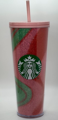 Starbucks Christmas Pink Glitter Wavy Swirl Kaffee Cold Cup Tumbler 24 oz - Bild 3 von 11