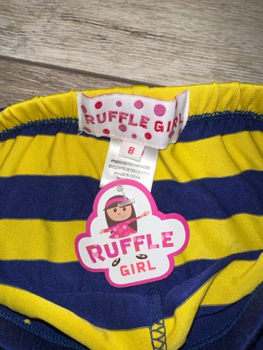 Ruffle Girl Striped Flare Bottom Ruffled Leggings 8 NWT Boutique Preppy - Picture 3 of 4