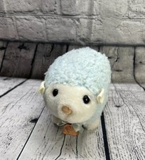 Vintage Eden Nursery Lamb Plush 7 Blue Round Baby Sheep Stuffed Animal w Bell