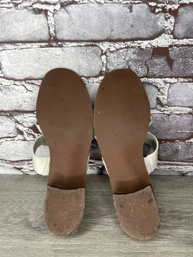 Brass Plum Shoes White Leather Strappy Block Heel Sandals Women Sz 6.5M US/37EU - Picture 15 of 20