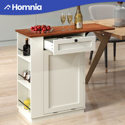 Tilt-Out Trash Can Kitchen Island Cabinet Wooden Storage Hidden Garbage Bin
