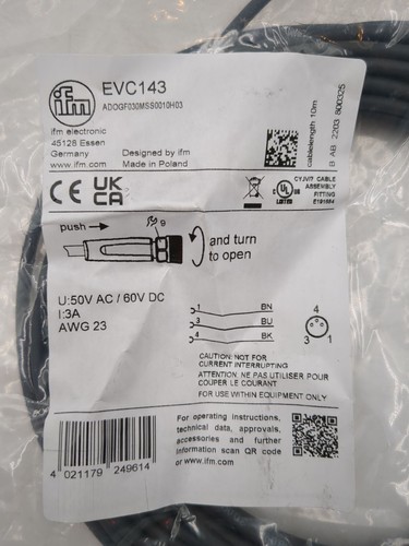 IFM ADOGF030MSS0010H03-EVC143 EFECTOR, CONNECTING CABLE, NIB