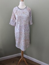 NEXT White Floral Multi Coloured Sequin V Rear Neckline Dress Size 8 New