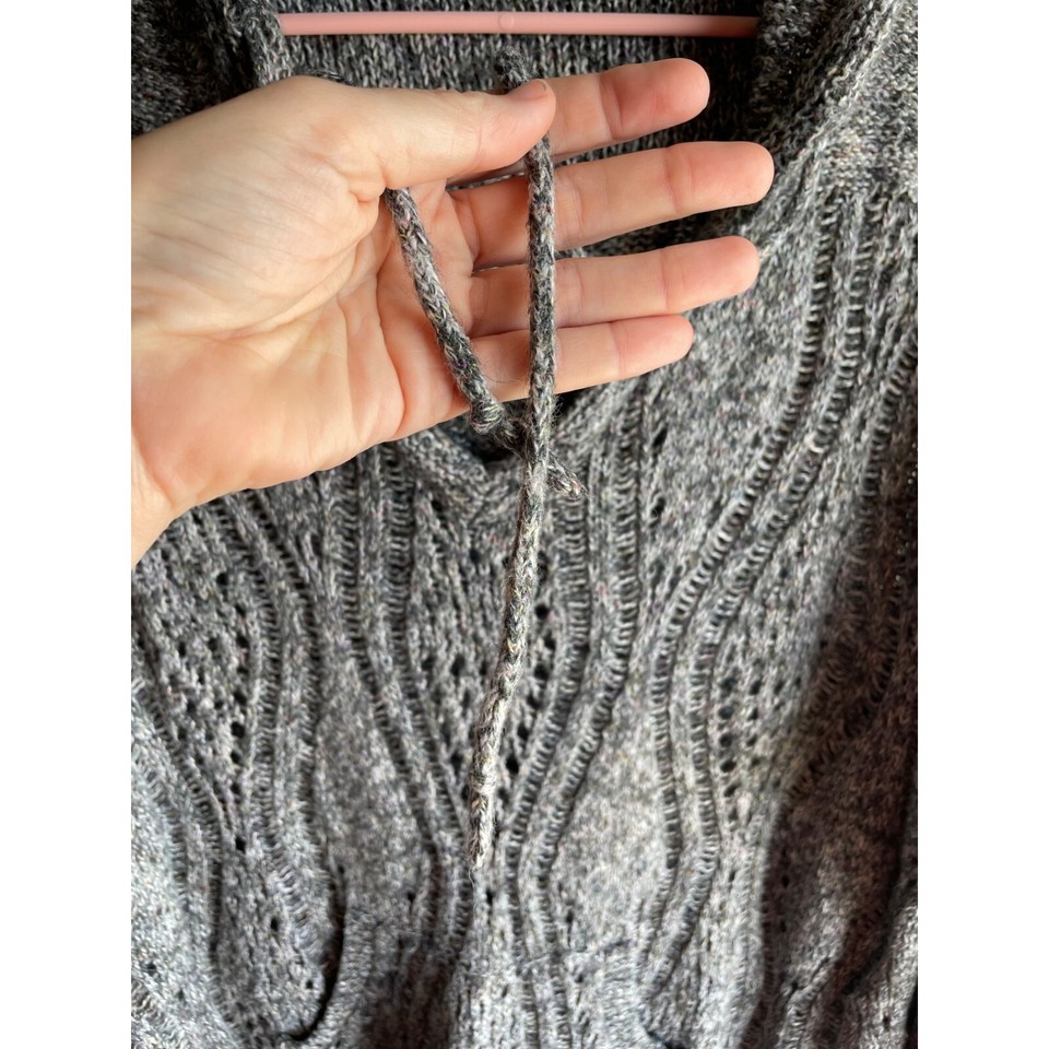 Maurices Women's Loose Knit Cable Pull Over Sweater w/Hood Heather Gray