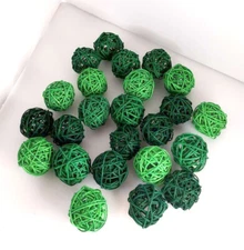 24 Pcs Green Wicker Rattan Balls Decorative Orbs Vase Fillers for Craft, Party