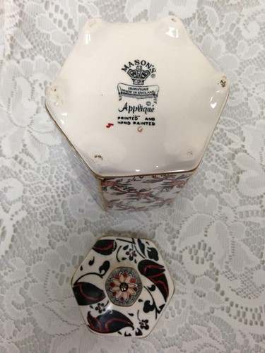 Antique, Masons, England, Applique 6in x 4in Prune Jar or Tea Caddy - Picture 7 of 8