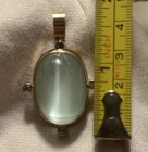 Made In USA 55ct. Cats Eye Aquamarine & Diamond Pendant 13K Gold — photo 7