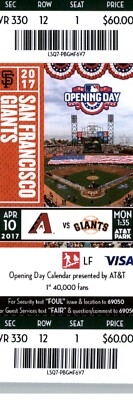 Arizona Diamondbacks vs San Francisco Giants 4/10/2017 Full Ticket - Opening Day