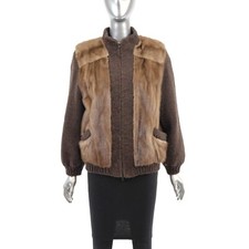 Autumn Haze Mink Jacket with Knitted Sleeves- Size S