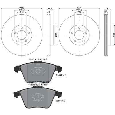 TEXTAR BREMSSCHEIBEN 320mm + BELÄGE VORNE passend für MAZDA 3 BK BL nur 2.3 MPS