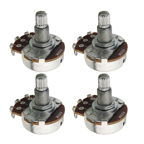 4PCS A B 200 500K Guitar Pots Long Split Shaft Pots Full Size Potentiometers