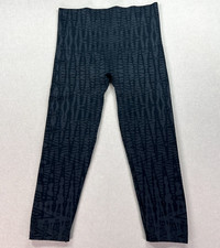 SPANX Leggings Size XL Black Gray Geometric Mid Rise Stretch Slimming Cropped