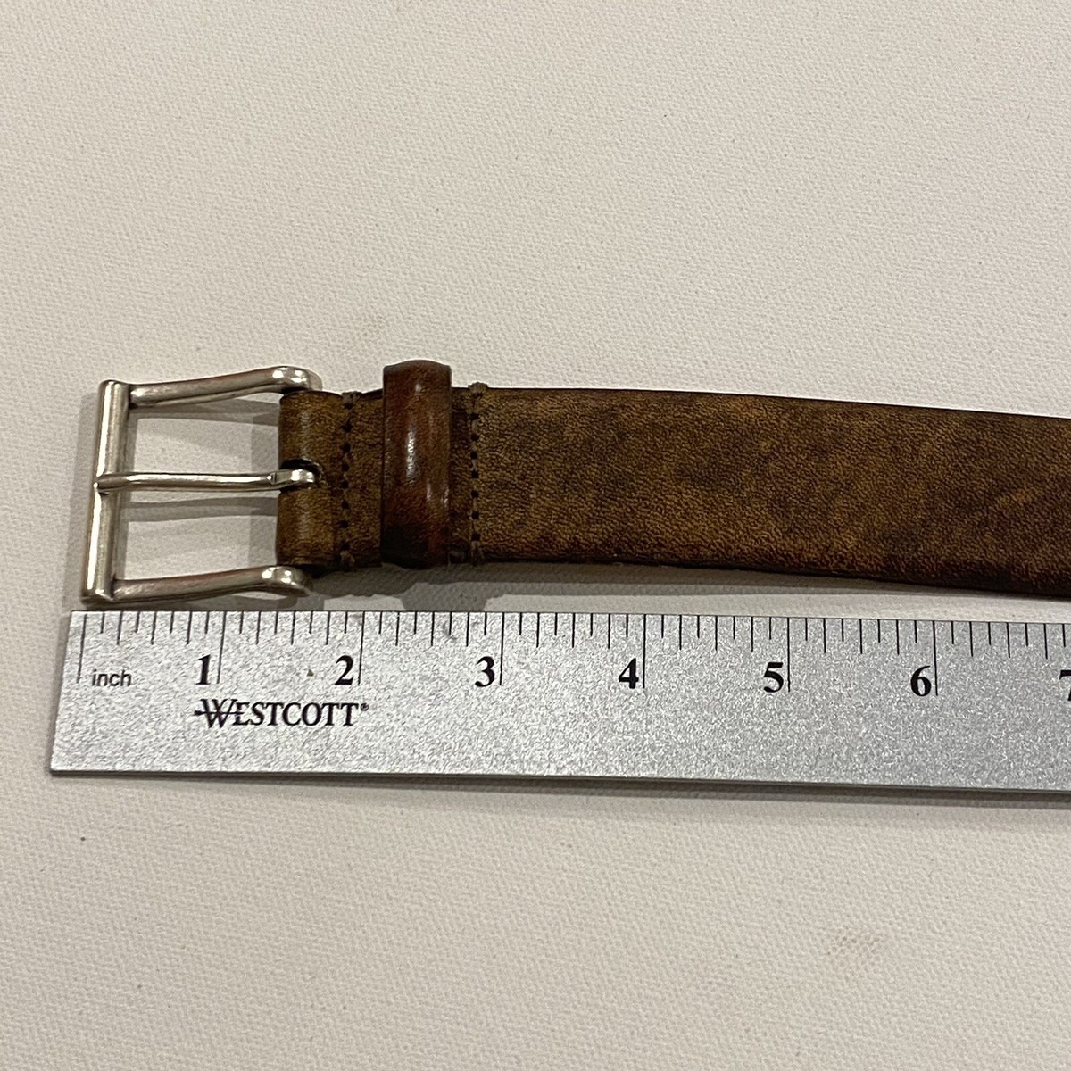 Martin Dingman Distressed Brown Leather Belt with Solid Brass Buckle Old Row Saddle Leather Belt - Cigar | Martin Dingman main image 4
