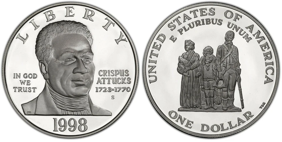 (1) 1998 S Black Revolutionary War Patriot Proof/UNC Silver Dollar 2 Coin w/COA  - Image 2 of 3