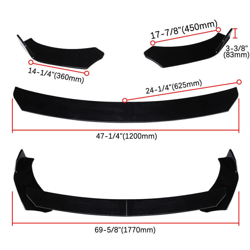 For Toyota Matrix 2003-2022 Front Splitter Bumper Lip Spoiler Strut Side Skirt - Image 3 of 4