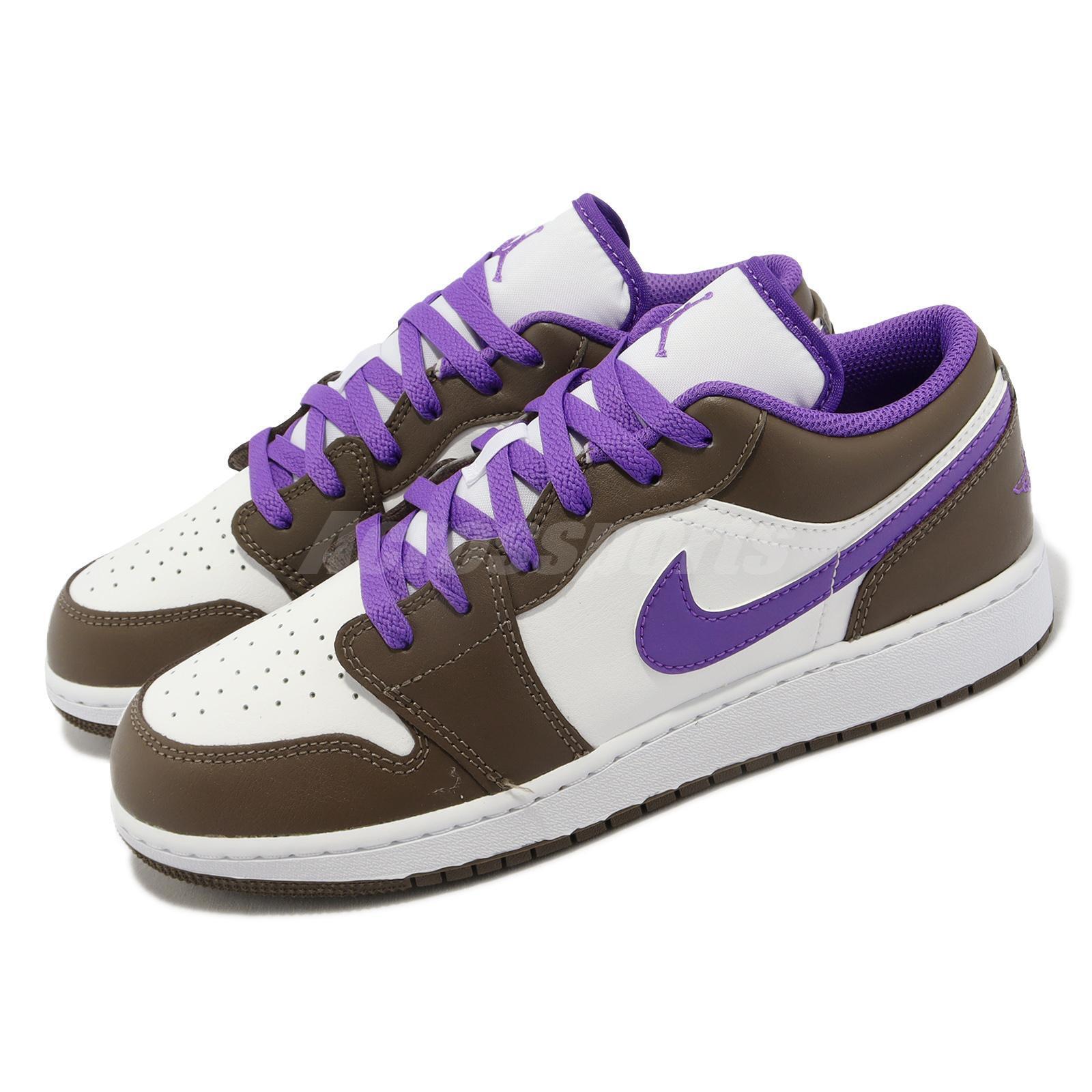 Picotear camuflaje Llamarada Nike Air Jordan 1 Low GS Palomino Brown Purple Kids Women AJ1 Casual  553560-215 | eBay