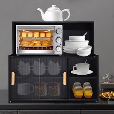 Kitchen Pantry Hutch Storage Black Freestanding Countertop Storage Cabinet 11kg