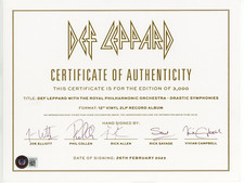 DEF LEPPARD SIGNED FULL ENTIRE BAND CERTIFICATE OF AUTHENTICITY BAS Beckett COA