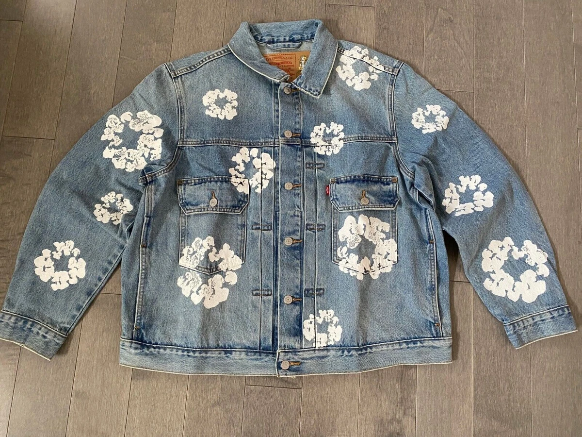 Levi's x Denim Tears Type 2 All Over Wreath Light Wash Jacket Size XL NEW 🛎️