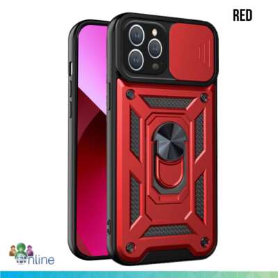 Push Window Case For iPhone 7 8 X 11 13 14 15 Ring Holder Hybrid Cover Kickstand