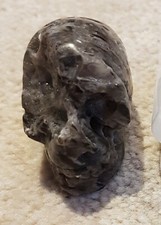 Brand New Dark Sphalerite Crystal Skull. Druzy Sparkling Crsytal Skull Geode