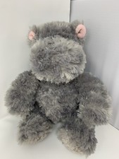 Aurora Henry Hippo Plush Gray Soft Shaggy Fur 10" Sitting New Without Tags